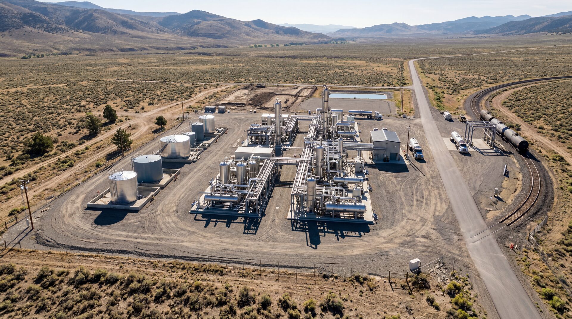 Aerial view of a compact modular micro-refinery